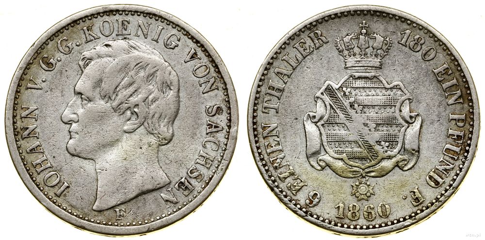 Niemcy, 1/6 talara, 1860 F