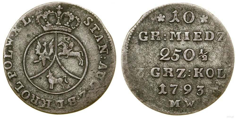 Polska, 10 groszy miedzianych, 1793 MW
