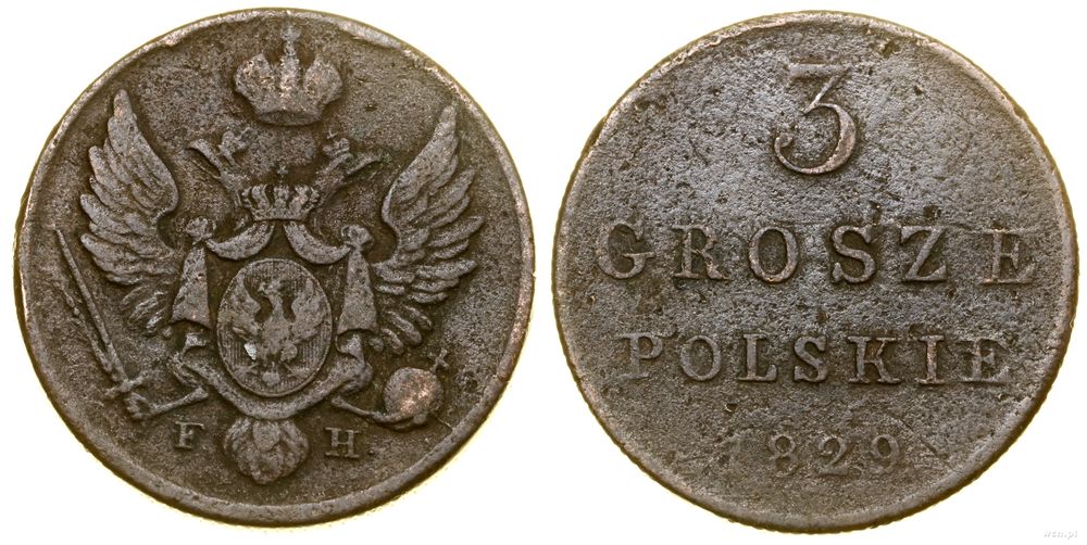Polska, 3 grosze polskie (trojak), 1829 FH