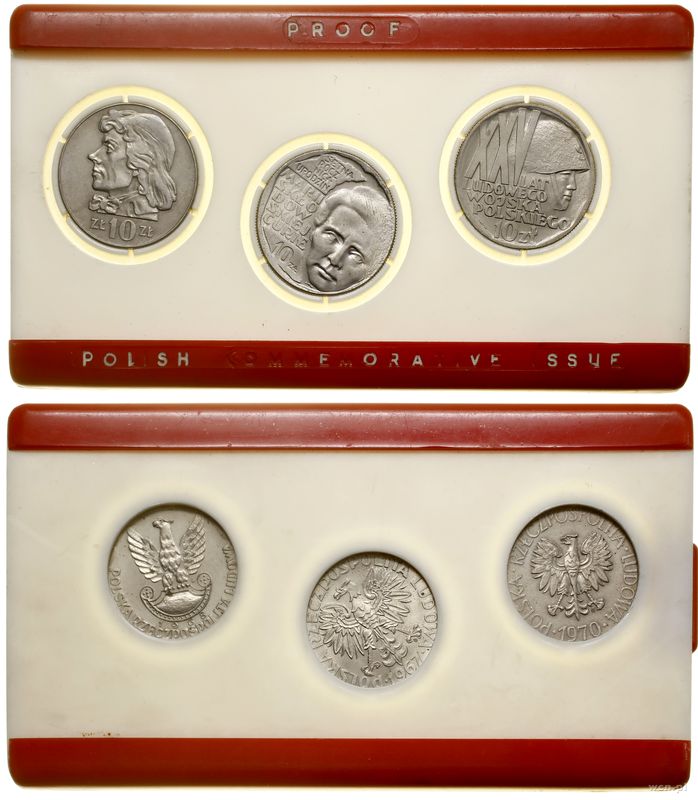 Polska, zestaw: 3 x 10 złotych, 1967–1970
