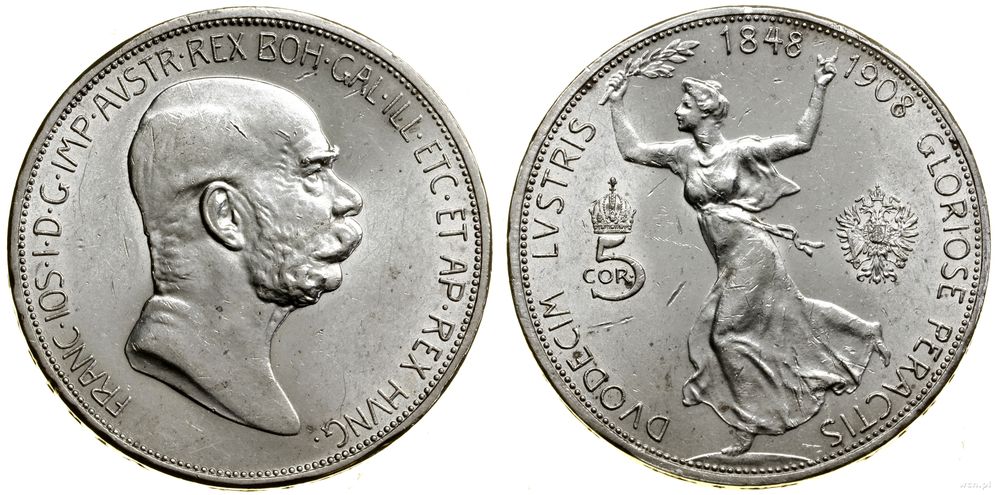 Austria, 5 koron, 1908