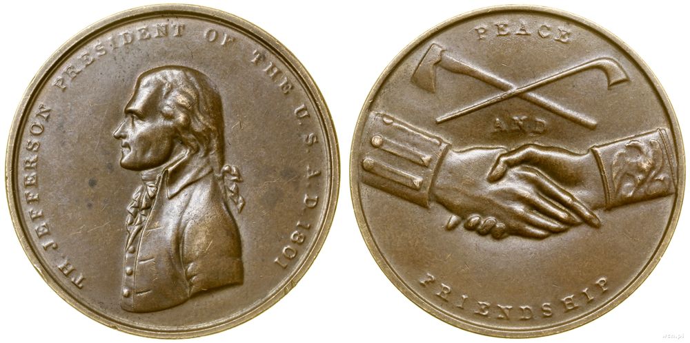 Stany Zjednoczone Ameryki (USA), Indian Peace Medal, 1801 (współczesna kopia)