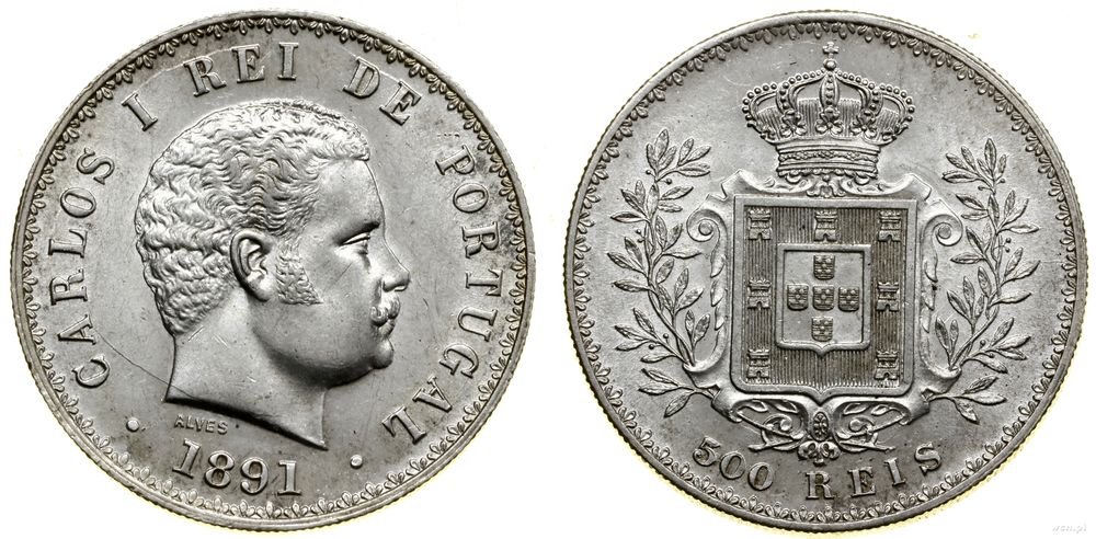 Portugalia, 500 reis, 1891