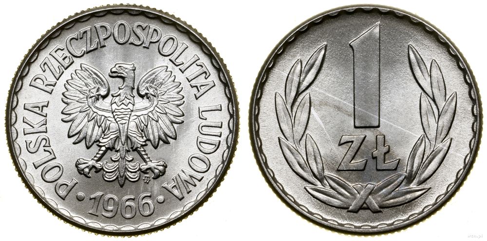Polska, 1 zloty, 1966