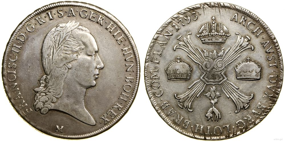 Niderlandy austriackie, talar (Kronentaler), 1793 M