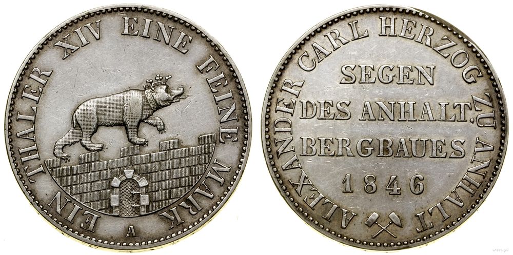 Niemcy, talar górniczy (Ausbeutetaler), 1846 A
