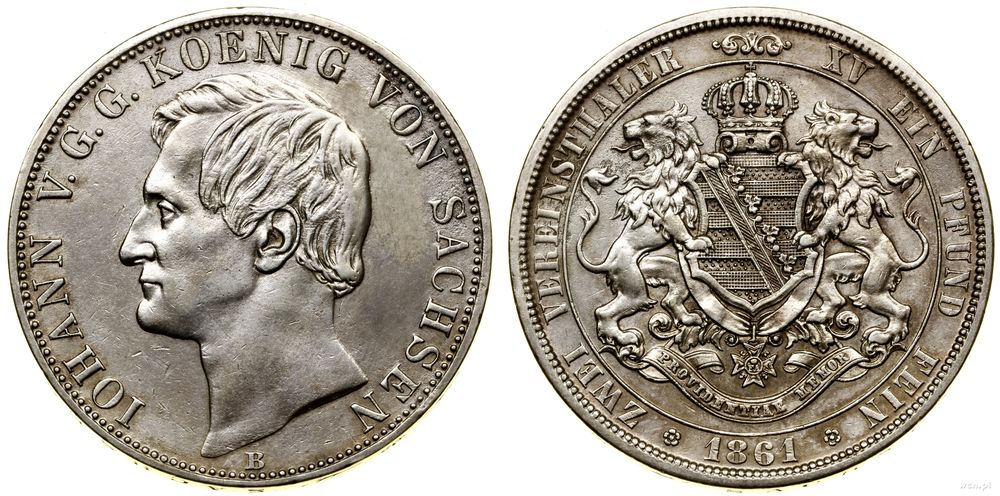 Niemcy, dwutalar = 3 1/2 guldena, 1861 B