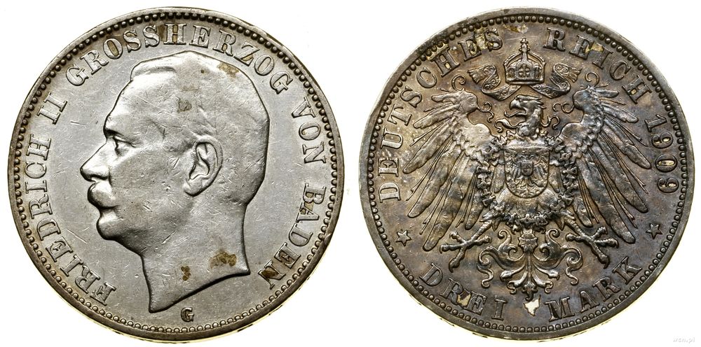 Niemcy, 3 marki, 1909 G