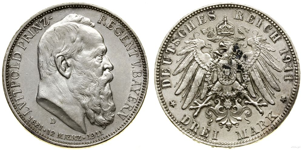 Niemcy, 3 marki, 1911 D