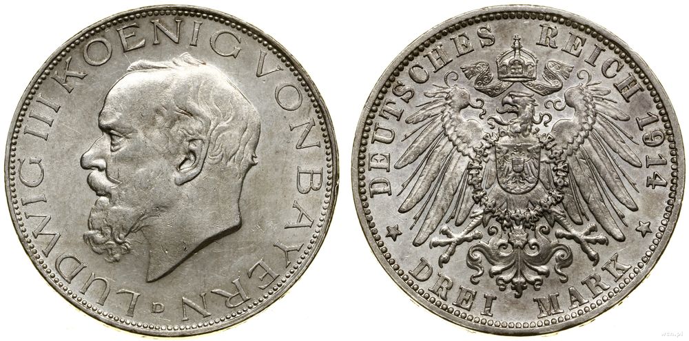 Niemcy, 3 marki, 1914 D