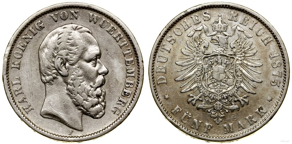 Niemcy, 5 marek, 1875 F