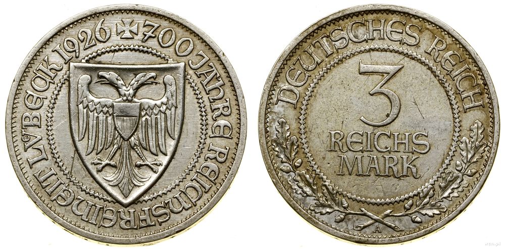 Niemcy, 3 marki, 1926 A