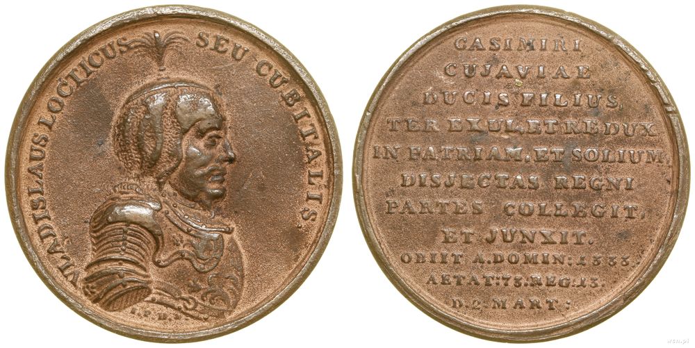 Polska, Władysław Łokietek – późniejsza kopia (ODLEW) medalu ze Suity Królewskiej, kopia odlana w XIX w.