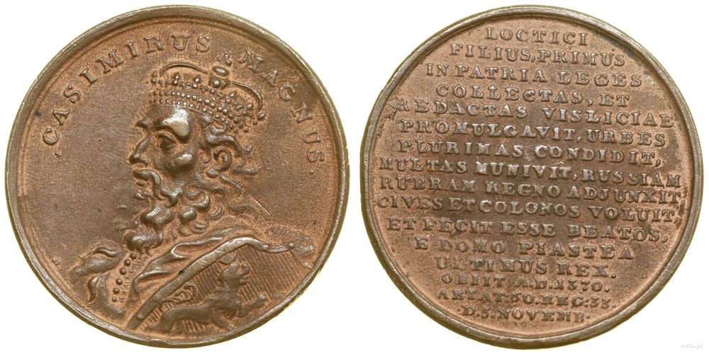 Polska, Władysław Łokietek – późniejsza kopia (ODLEW) medalu ze Suity Królewskiej, kopia odlana w XIX w.
