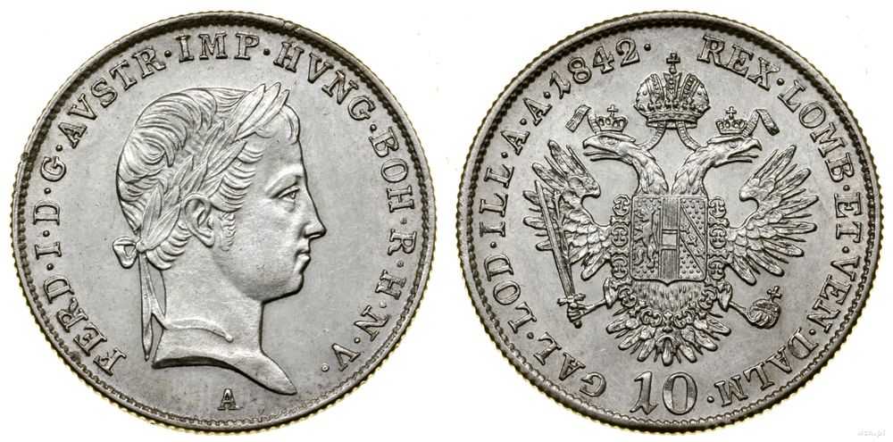 Austria, 10 krajcarów, 1842 A