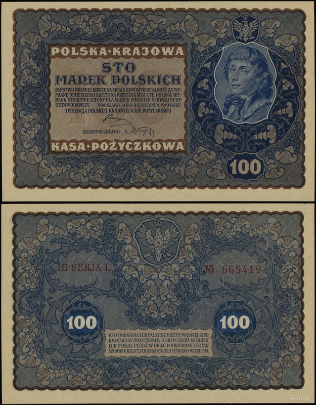 Polska, 100 marek polskich, 23.08.1919