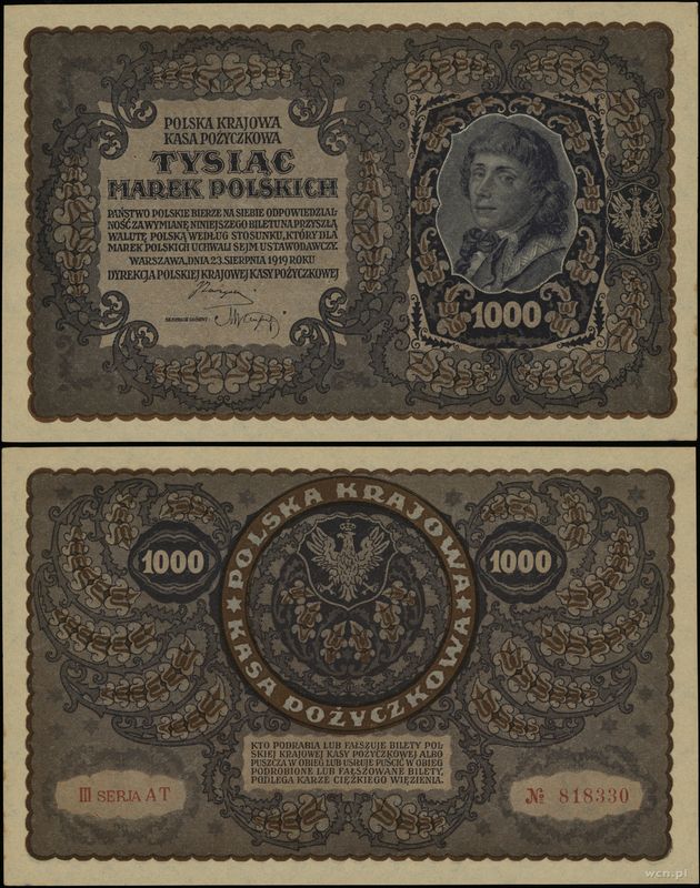 Polska, 1.000 marek polskich, 23.08.1919