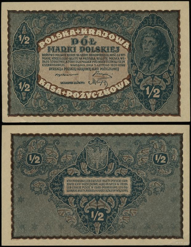 Polska, 1/2 marki polskiej, 7.02.1920