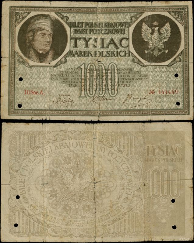 Polska, 1.000 marek – FAŁSZERSTWO Z EPOKI, 17.05.1919