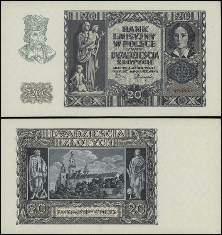 Polska, 20 złotych, 1.03.1940