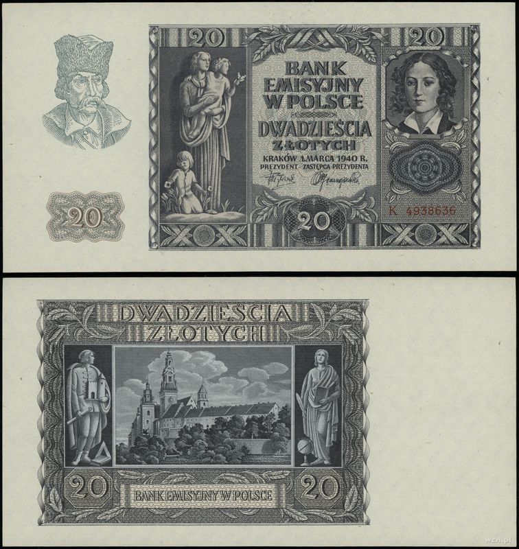 Polska, 20 złotych, 1.03.1940