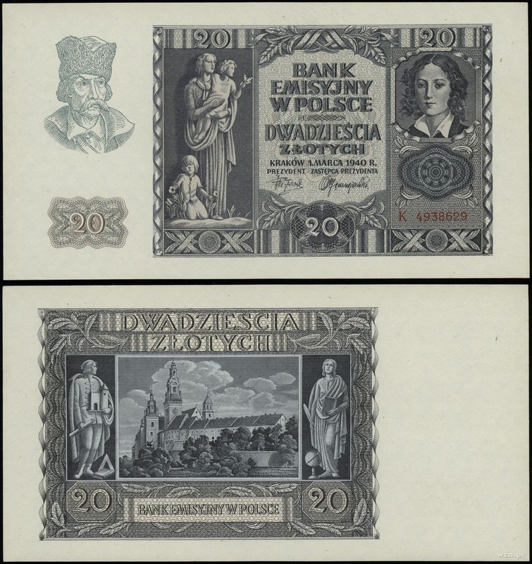 Polska, 20 złotych, 1.03.1940