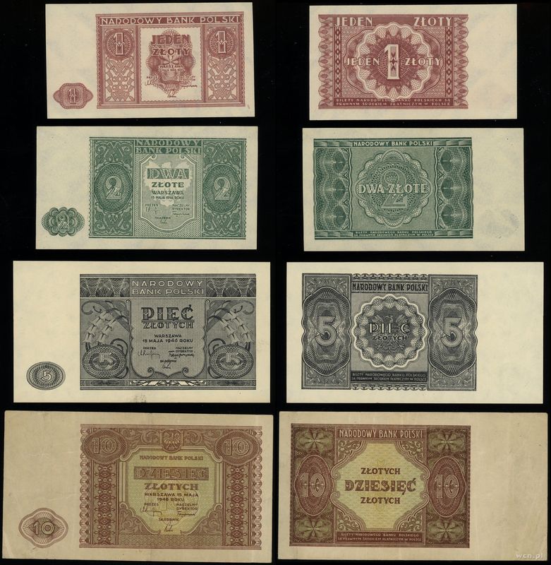 Polska, zestaw 4 banknotów, 15.05.1946