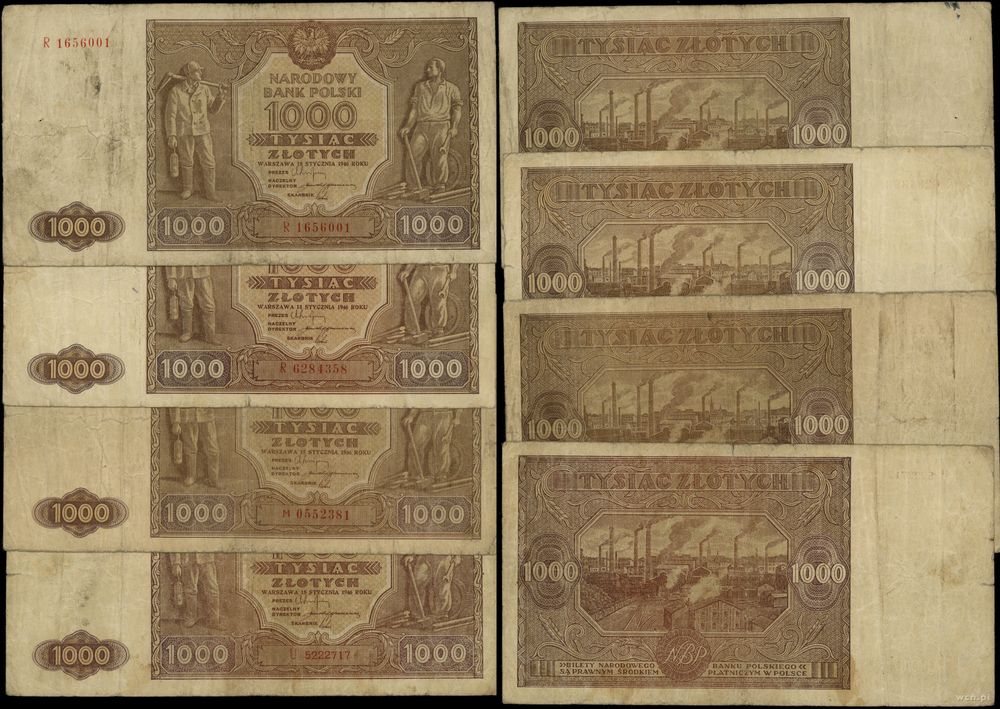 Polska, zestaw: 4 x 1.000 złotych, 15.01.1946