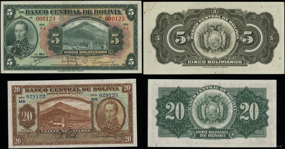 Boliwia, zestaw 2 banknotów, 20.07.1928