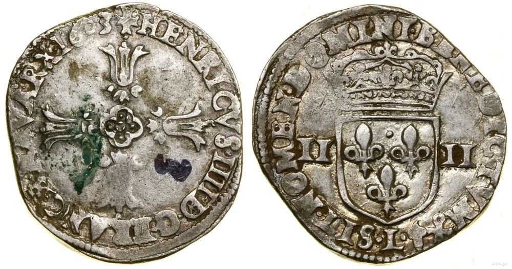 Francja, 1/4 ecu, 1603 L
