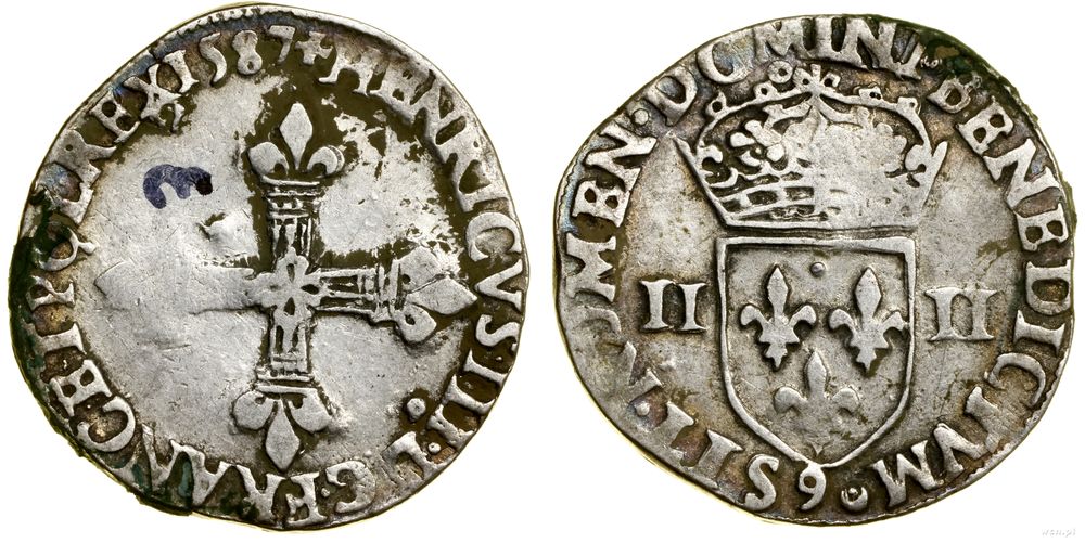 Francja, 1/4 ecu, 1587 9