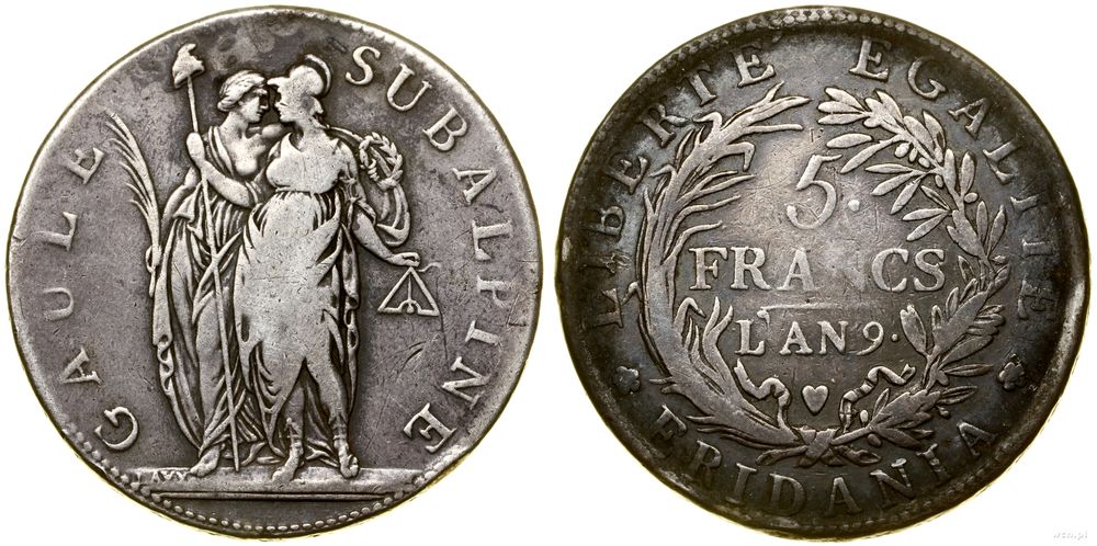 Włochy, 5 franków, 9 l'an (1800/1801)