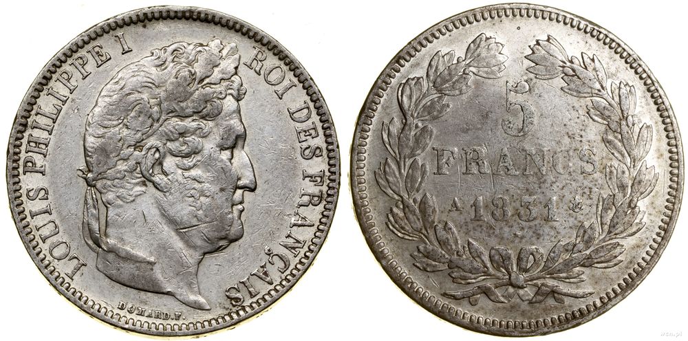 Francja, 5 franków, 1831 A
