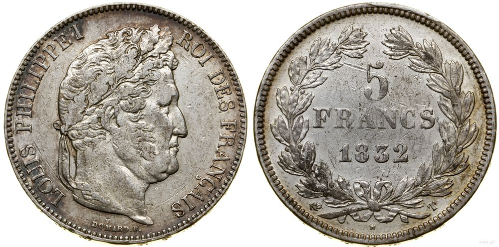 Francja, 5 franków, 1832 T