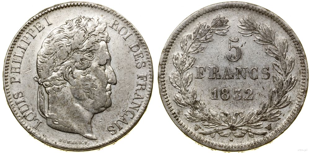Francja, 5 franków, 1832 W