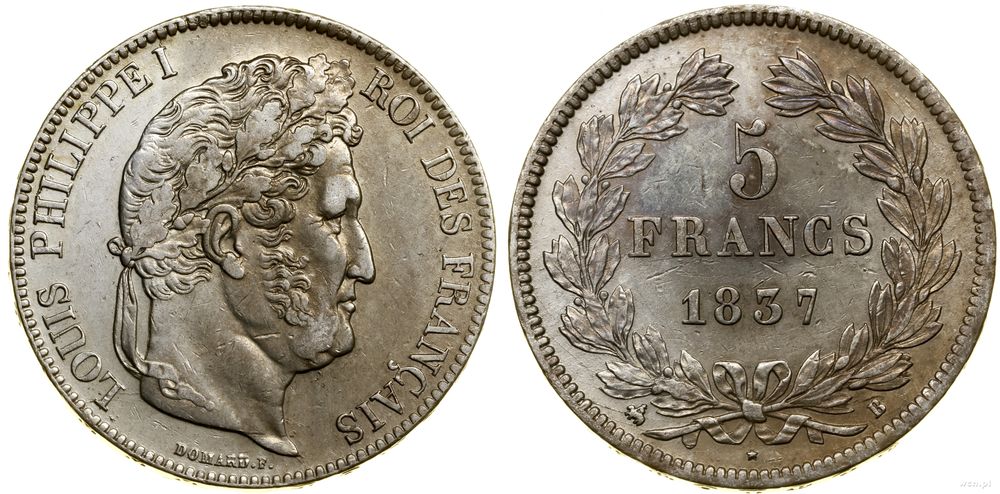 Francja, 5 franków, 1837 B