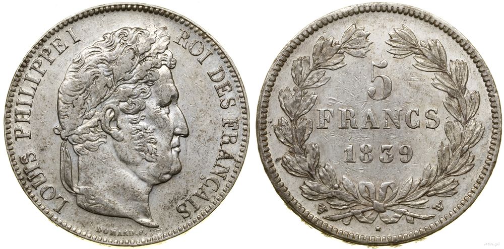 Francja, 5 franków, 1839 W