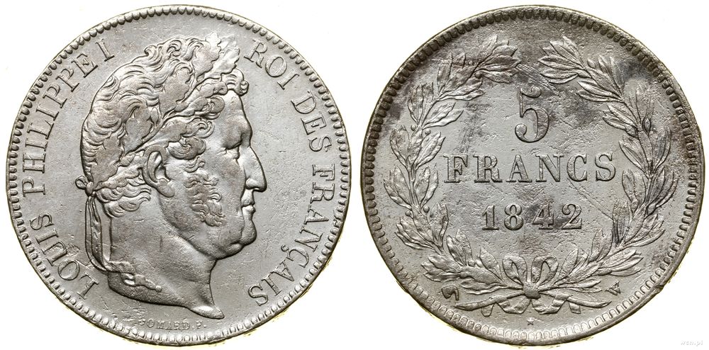 Francja, 5 franków, 1842 W