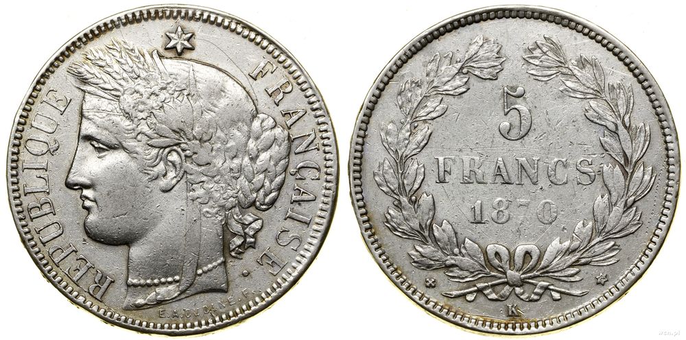 Francja, 5 franków, 1870 K