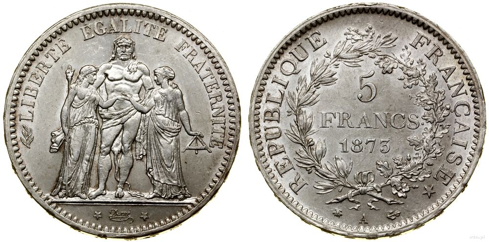 Francja, 5 franków, 1873 A