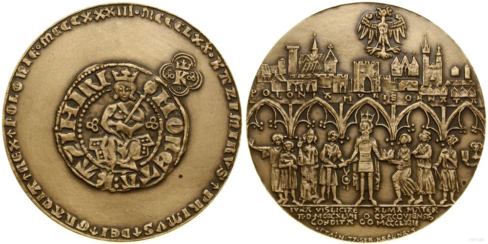 Polska, medal z serii królewskiej PTAiN – Kazimierz Wielki, 1977