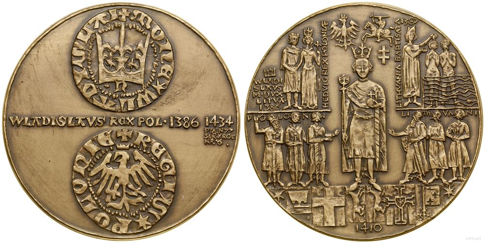 Polska, medal z serii królewskiej PTAiN – Władysław Jagiełło, 1977