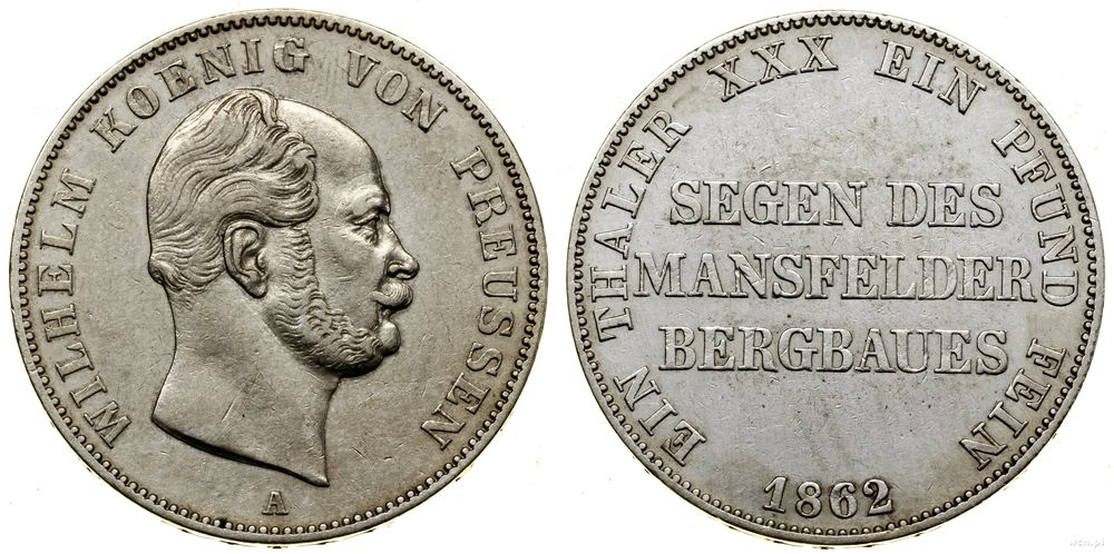 Niemcy, talar górniczy (Ausbeutetaler), 1862 A