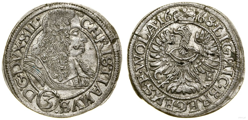 Śląsk, 3 krajcary, 1668 CB