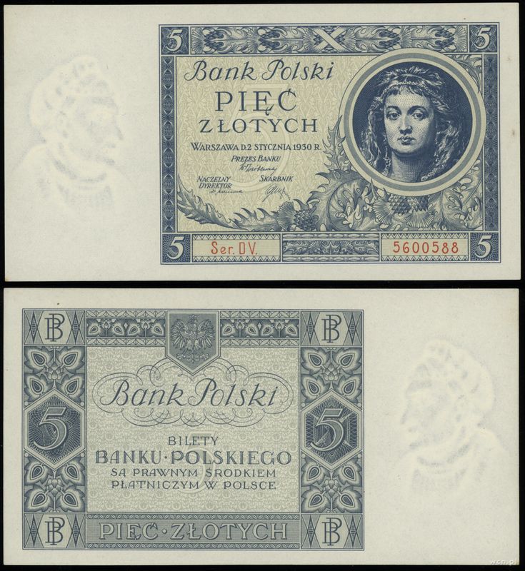 Polska, 5 złotych, 2.01.1930