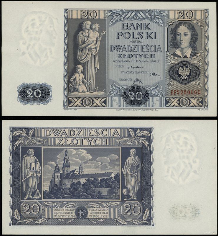 Polska, 20 złotych, 11.11.1936