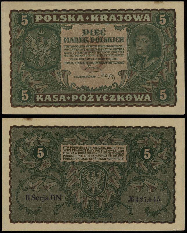 Polska, 5 marek polskich, 23.08.1919