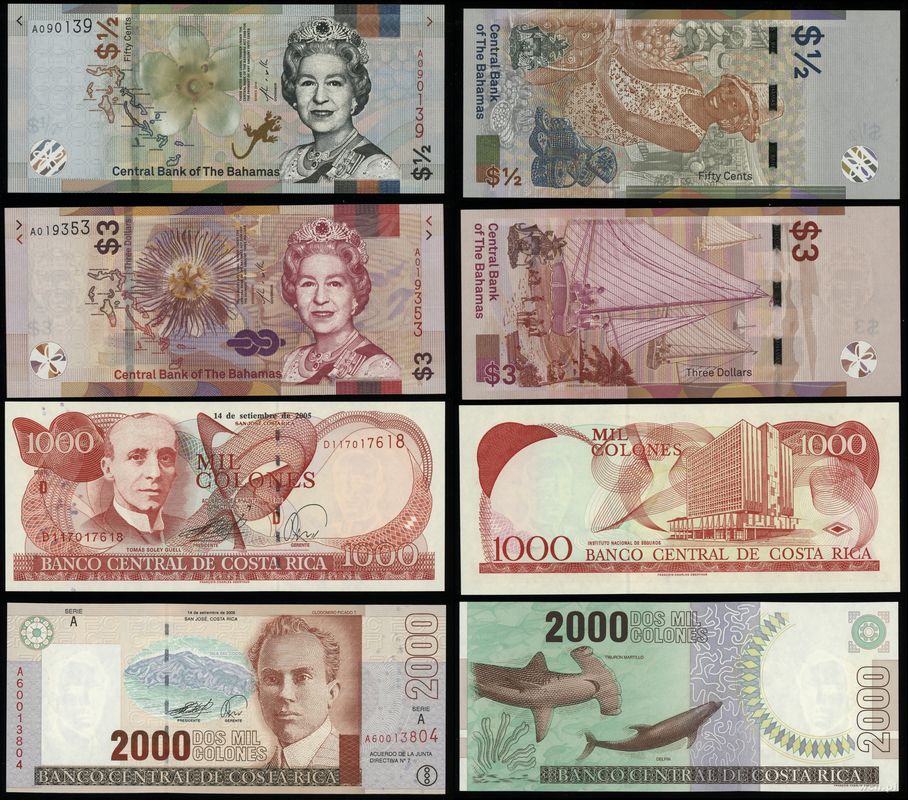 Wyspy Bahama, zestaw 4 banknotów, 2005–2019
