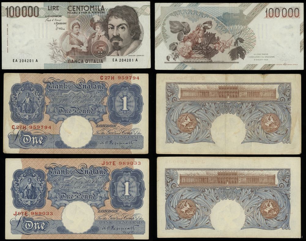 Wielka Brytania, zestaw 3 banknotów, 1940–1983