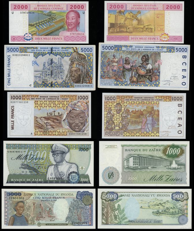 zestaw różnych banknotów, zestaw 5 banknotów, 1985–2003